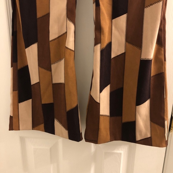 SOLD Retro Patchwork Suede Flare Pants - Picture 4 of 7